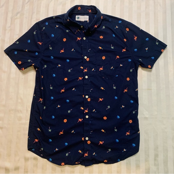 AEROPOSTALE Mens Medium Button Down Short Sleeve Shirt Flamingo size Med #90 - Picture 1 of 7